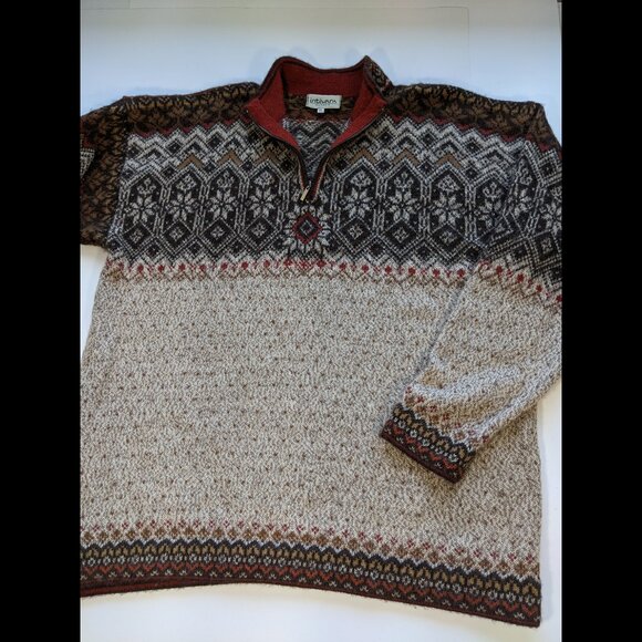 INTIWARA ¼ zip brown beige 100% alpaca pullover sweater Hand Made in Bolivia XL - Picture 8 of 11
